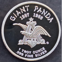 1987 1 Oz Busch Gardens Giant Panda Reverse