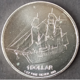 2012 1 Oz Cook Islands Silver Bounty Reverse