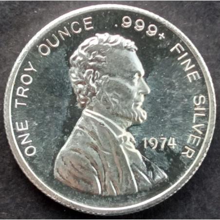 1974 1 Oz Lincoln Silver Mint Lincoln Cent Obverse