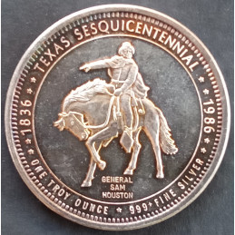 1986 1 Oz Houston/Texas Sesquicentennial Obverse