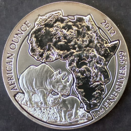 2012 1 Oz Rwanda Wildlife Rhinoceros Reverse