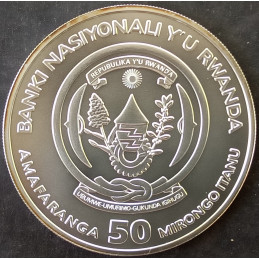 2008 1 Oz Rwanda Wildlife Gorilla Silver Bullion Coin