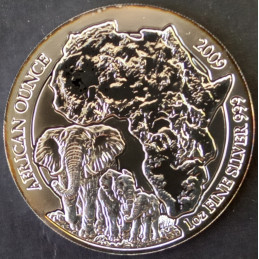 2009 1 Oz Rwanda Wildlife Elephant Reverse