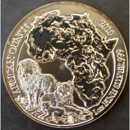 2010 1 Oz Rwanda Wildlife Lion Reverse