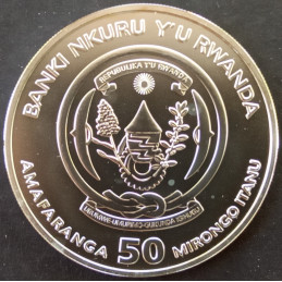 2011 1 Oz Rwanda Wildlife Zebra Obverse