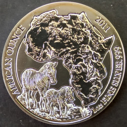 2011 1 Oz Rwanda Wildlife Zebra Reverse