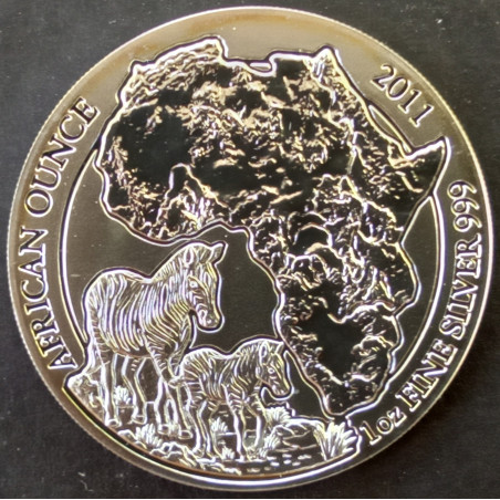 2011 1 Oz Rwanda Wildlife Zebra Reverse
