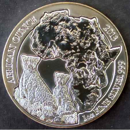 2013 1 Oz Rwanda Wildlife Cheetah Silver Bullion Coin