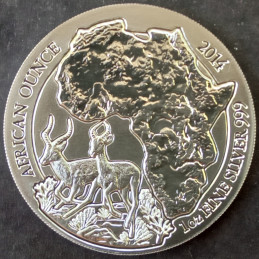 2014 1 Oz Rwanda Wildlife Antelope Reverse
