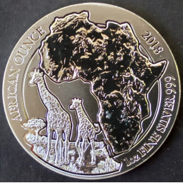 2018 1 Oz Rwanda Wildlife Giraffe Reverse