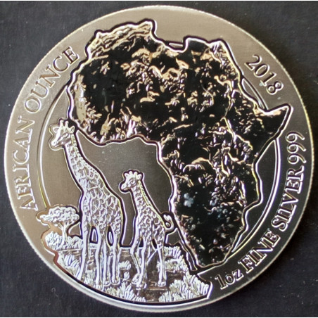 2018 1 Oz Rwanda Wildlife Giraffe Reverse