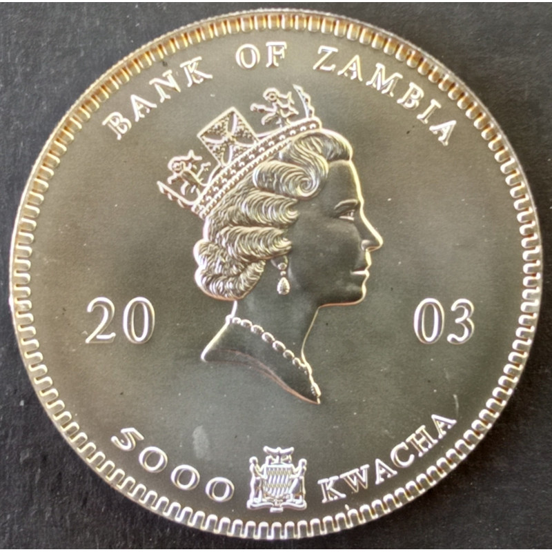 2003 1 Oz Zambia Elephant Obverse