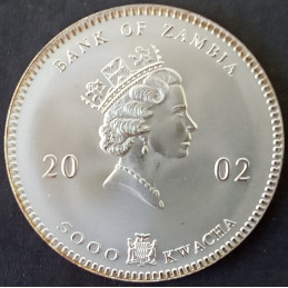2002 1 Oz Zambia Elephant Obverse