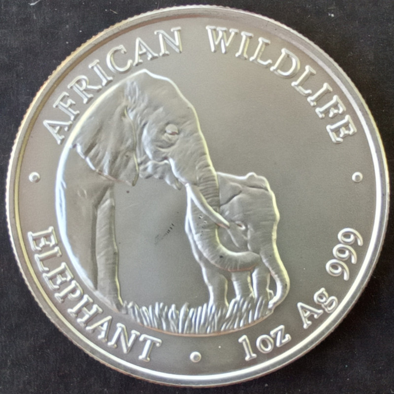 2001 1 Oz Zambia Elephant Reverse