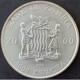 2000 1 Oz Zambia Elephant Obverse