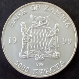 1999 1 Oz Zambia Elephant Obverse