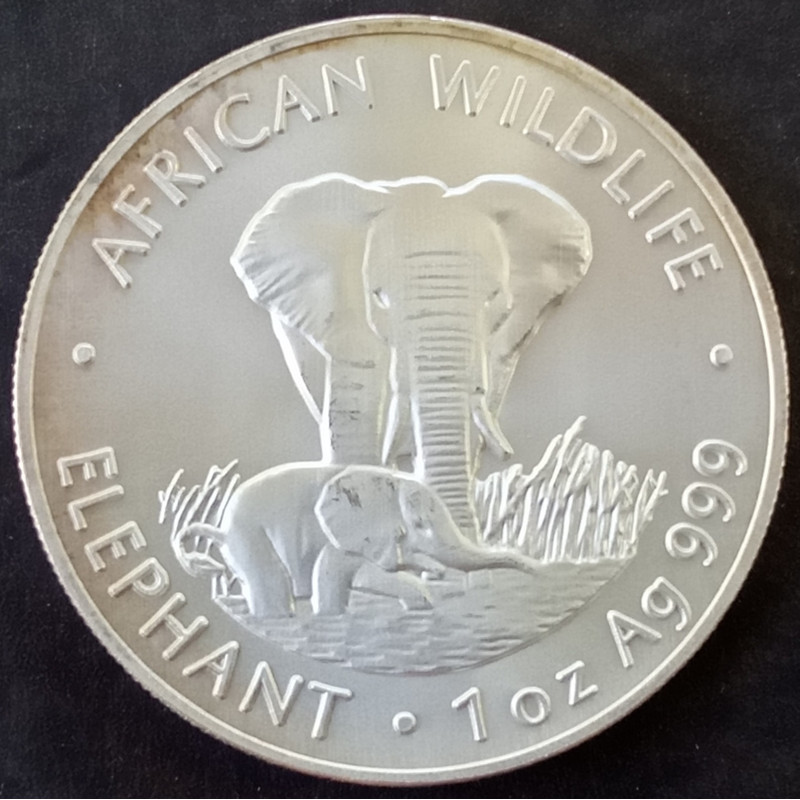 1999 1 Oz Zambia Elephant Reverse