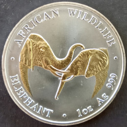 2002 1 Oz Zambia Elephant Gilded Reverse