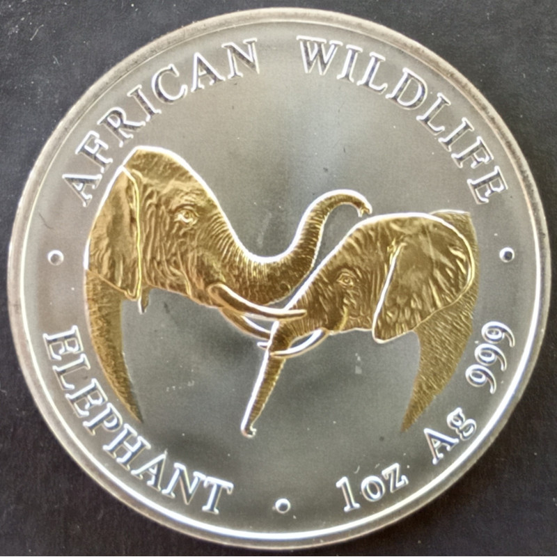 2002 1 Oz Zambia Elephant Gilded Reverse
