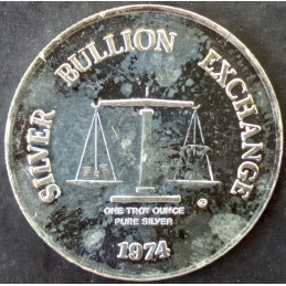 1974 1 Oz Silver Bullion Exchange Reverse