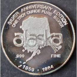 1984 1 Oz California Crown Mint Alaska Statehood Reverse