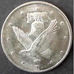 1 Oz California Crown Mint Eagle/Bell Scroll Type 2 Obverse