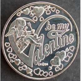 1984 1 Oz California Crown Mint Valentines Day Blank Back Obverse