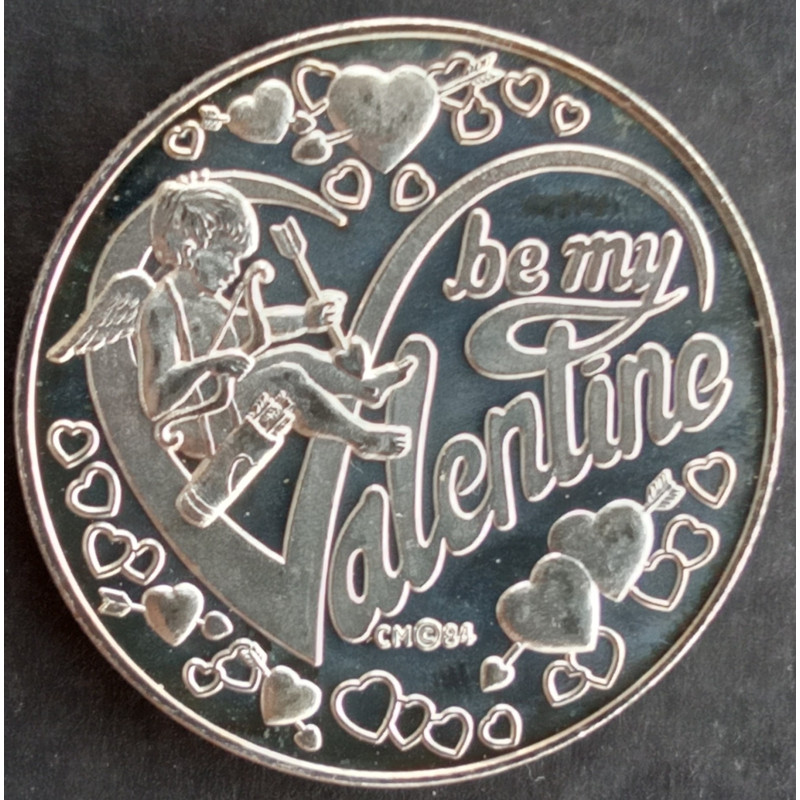 1984 1 Oz California Crown Mint Valentines Day Blank Back Obverse
