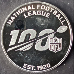 2019 1 Oz Danbury Mint NFL 100th Anniversary Obverse