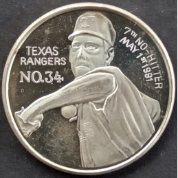 1991 1 Oz Enviromint Nolan Ryan 7th No Hitter Obverse