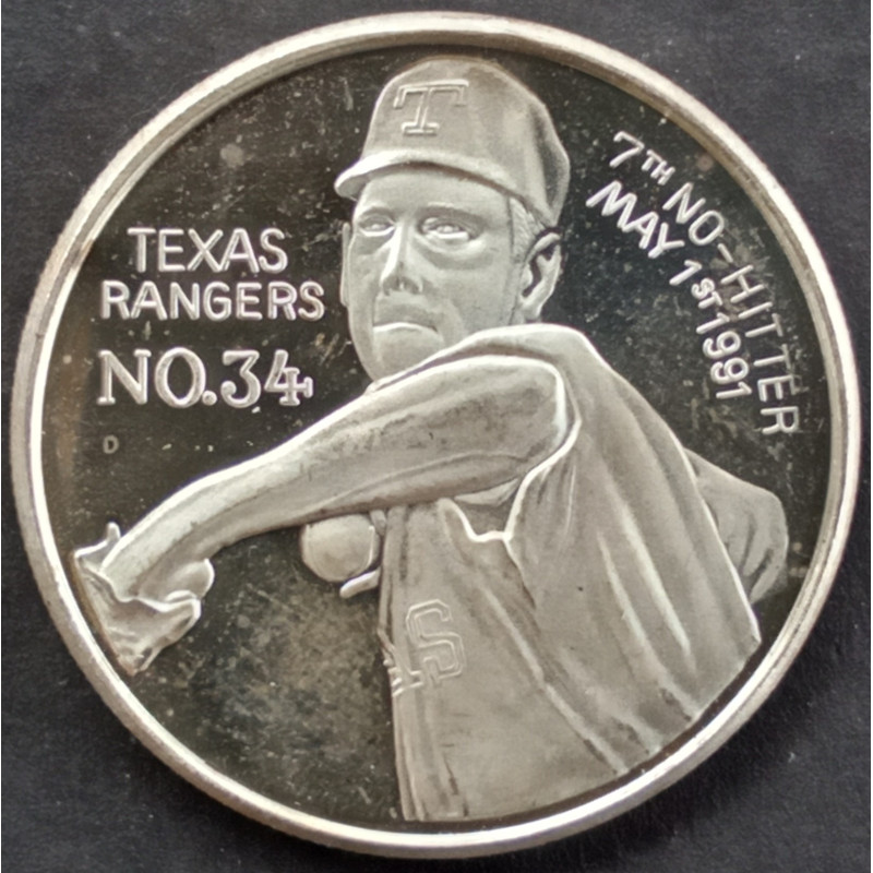 1991 1 Oz Enviromint Nolan Ryan 7th No Hitter Obverse
