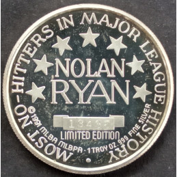 1991 1 Oz Enviromint Nolan Ryan 7th No Hitter Reverse
