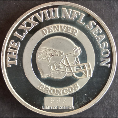 1997 1 Oz Enviromint Denver Broncos Official Game Coin Obverse