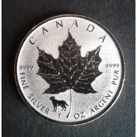 2018 1 Oz Canada Maple Leaf Dog Privy Reverse
